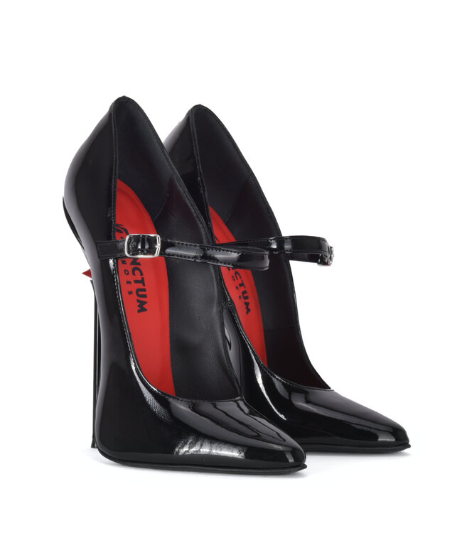 Sanctum Shoes TAMARA RED ALERT EDITION BLACK SHINY STRAP PUMPS