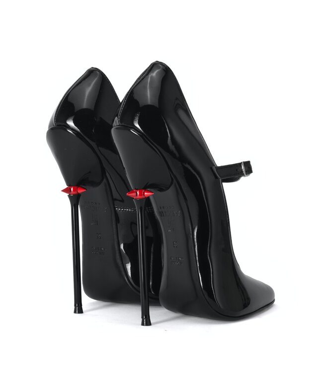 Sanctum Shoes TAMARA RED ALERT EDITION BLACK SHINY STRAP PUMPS