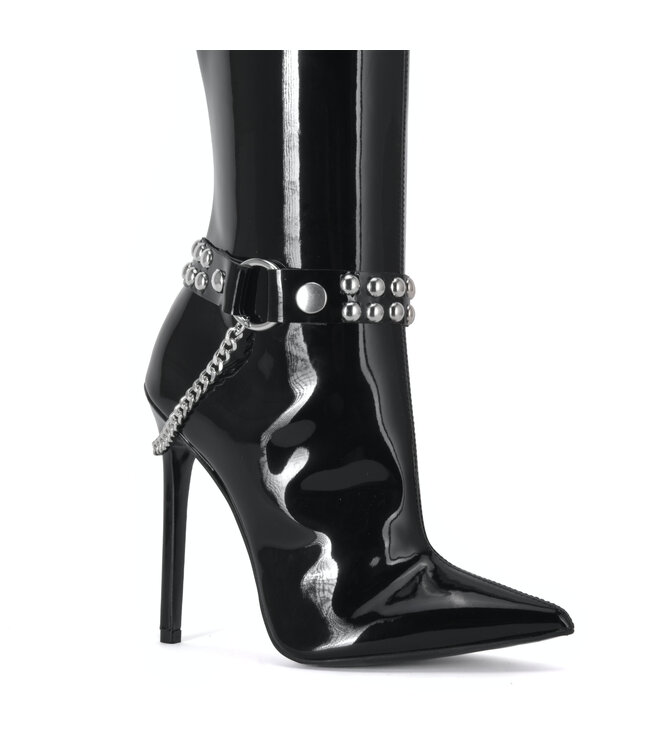 BOOT BELT LEA - 2CM - SINGLE CHAIN - BLACK SHINY