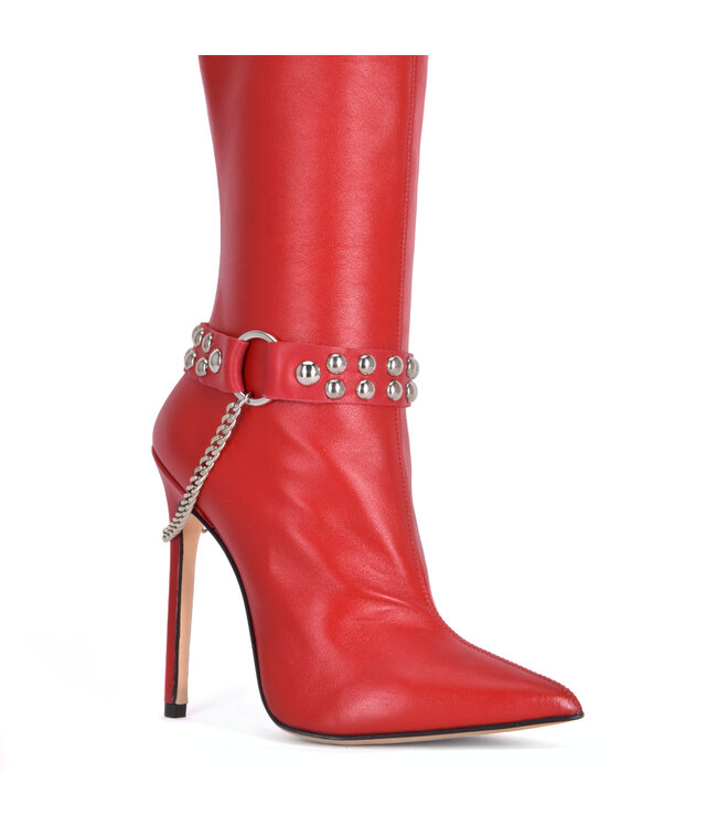 LEDERSTIEFELGÜRTEL LEA - 2CM - EINZELKETTE - ROT NAPPA