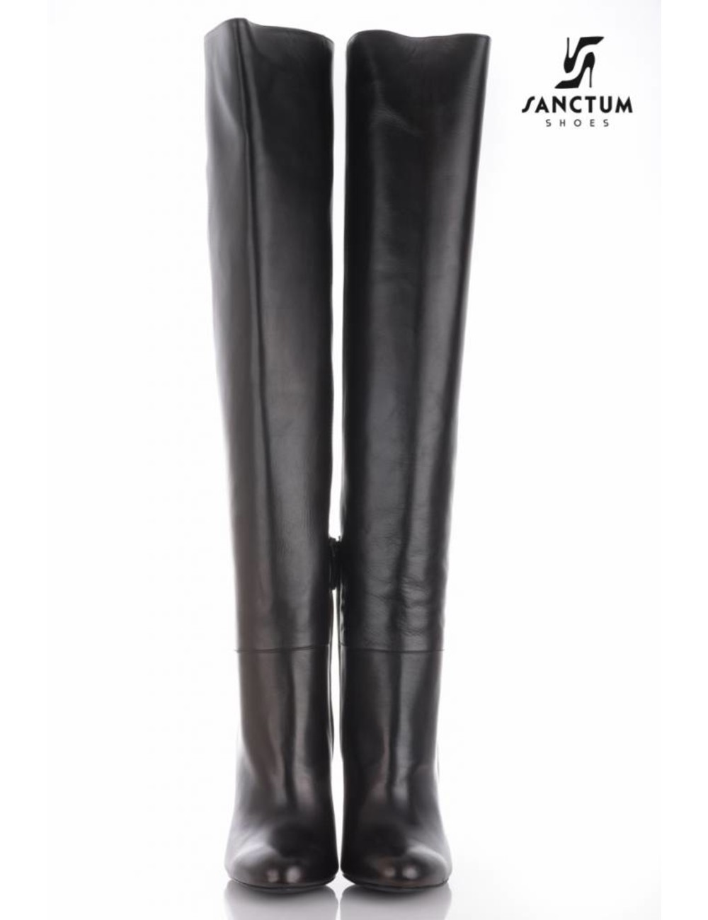 Italian long leather thigh high boots 