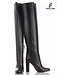 Long thigh high boots with high block heels-Outlet