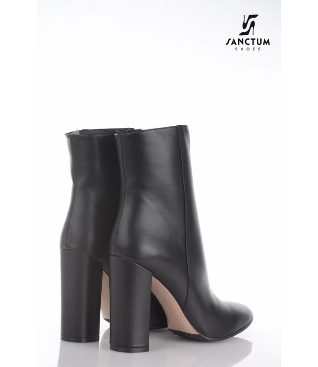 Italienische Stiefelette mit Blockabsatz aus echtem Kalbsleder