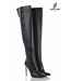 Long Italian thigh high boots with thin heels