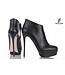 High ankle boots with platform heels in real leather-Outlet