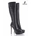 High knee boots with platform heels in real leather-Outlet