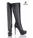 High knee boots with platform heels in real leather-Outlet