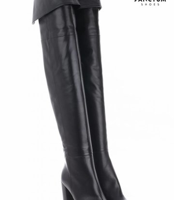 Lange hoge Italiaanse leren laarzen met hoge blokhakken - Italian High  Heels | Sanctum Shoes