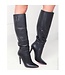 Designer black leather knee boots