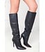 Designer black leather knee boots