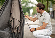 Zweefparasolhoes met stok