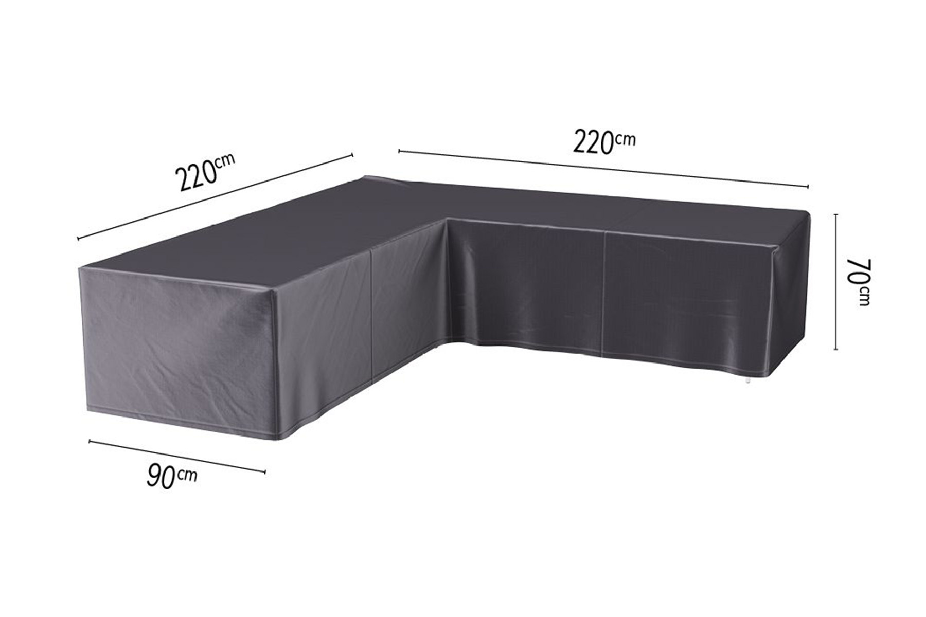 L vormige loungesthoes - 220x220x70cm. - Gratis thuisbezorgd