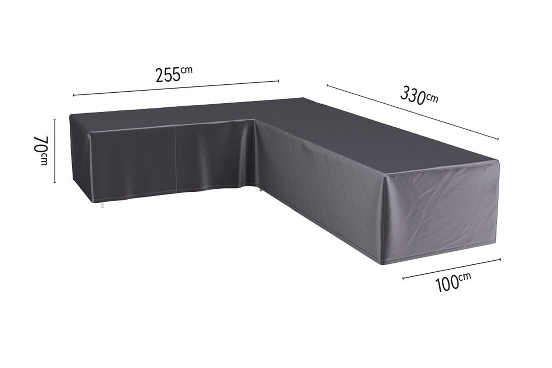 L vormige loungesthoes - 330x255x70cm.- links - Gratis thuisbezorgd