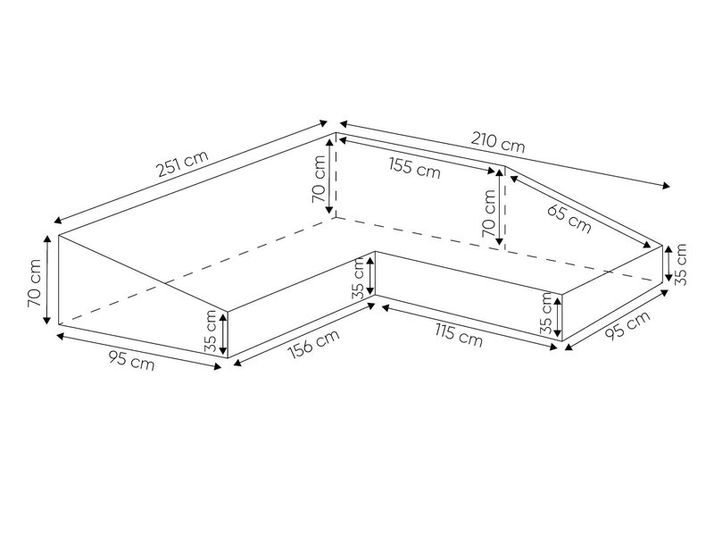 Outdoor Covers L-vormige loungesethoes 251x210x70x95 cm. - Rechts (Savannah)