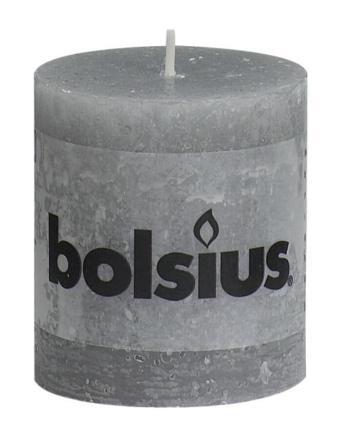 Bolsius kaarsen Stompkaars rustiek 80/68 lichtgrijs