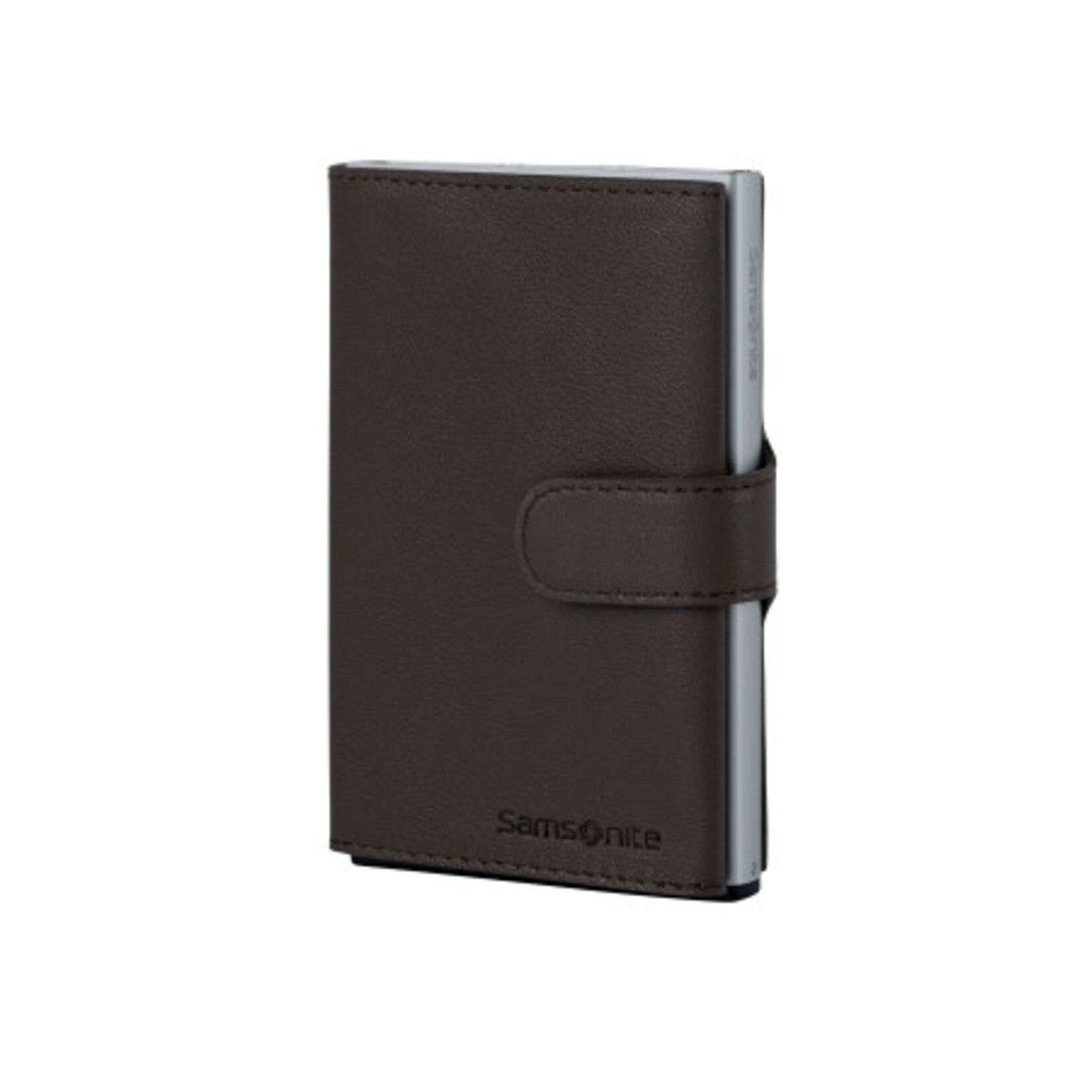 Samsonite Samsonite Alu Fit 202 slide-up wallet aluminium RFID - donkerbruin