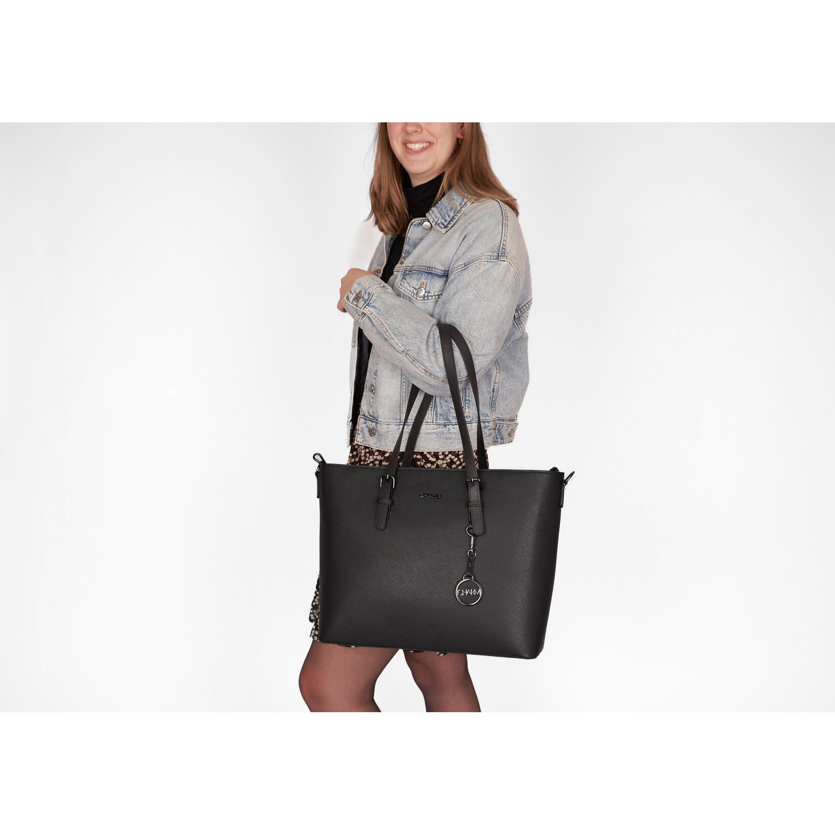 Charm London Charm London Birmingham shopper 15,6 inch laptopvak - zwart