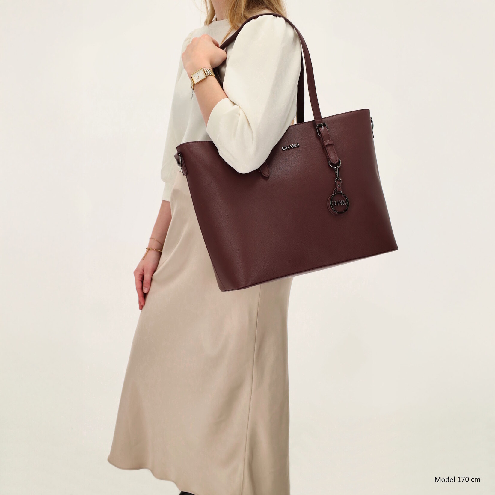 Charm London Charm London Birmingham shopper 15,6 inch laptopvak - bordeaux