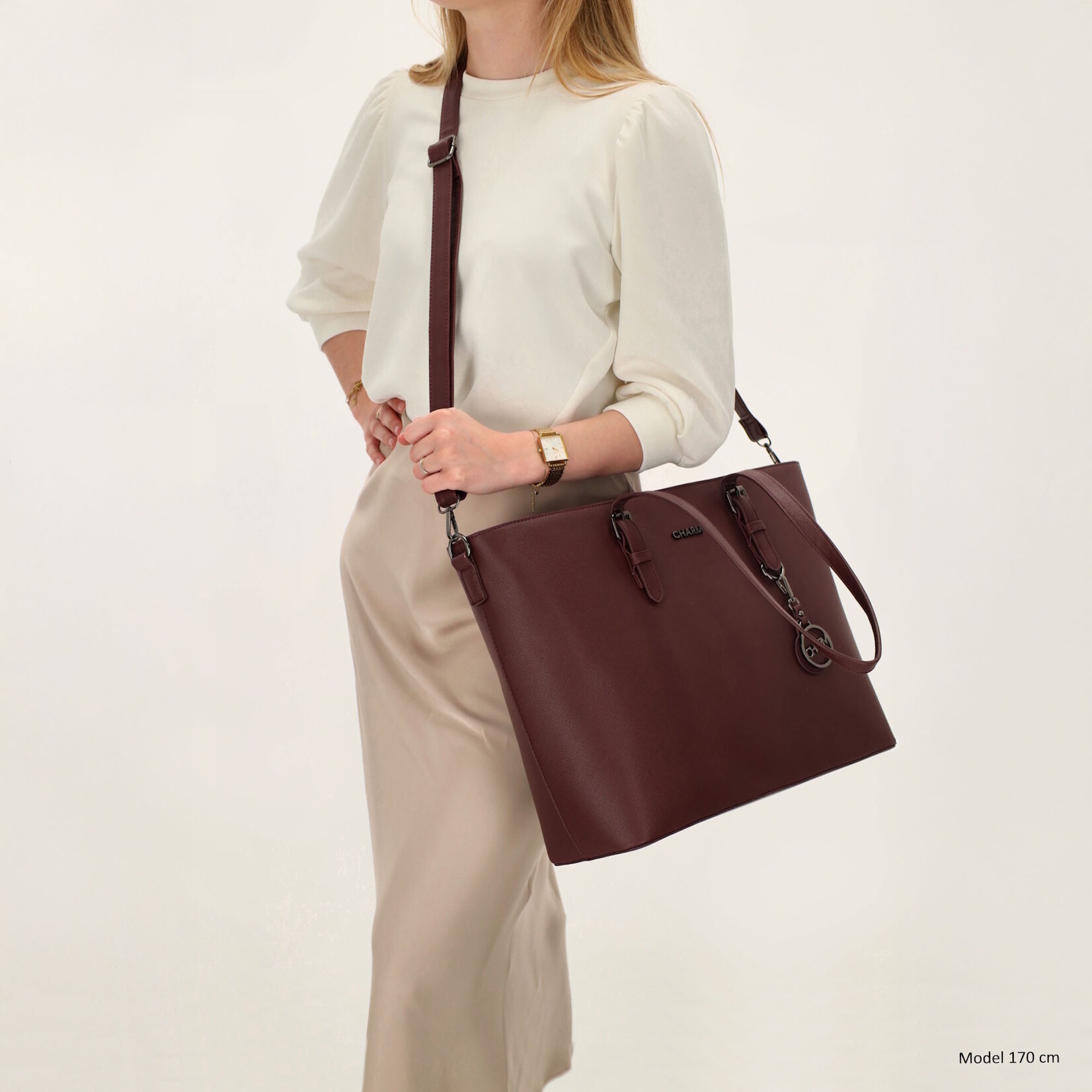 Charm London Charm London Birmingham shopper 15,6 inch laptopvak - bordeaux