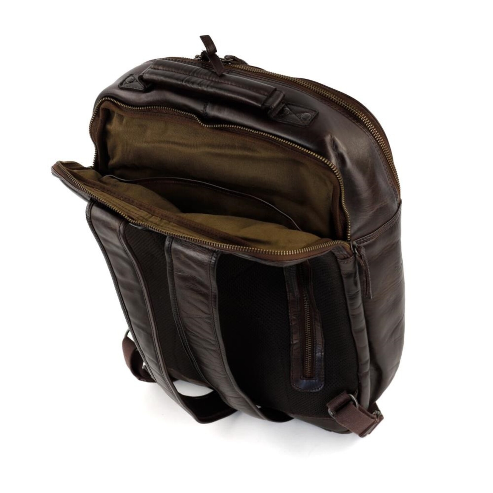 Bear Design Bear Design Ties rugtas leer 17,3 inch laptopvak - donkerbruin
