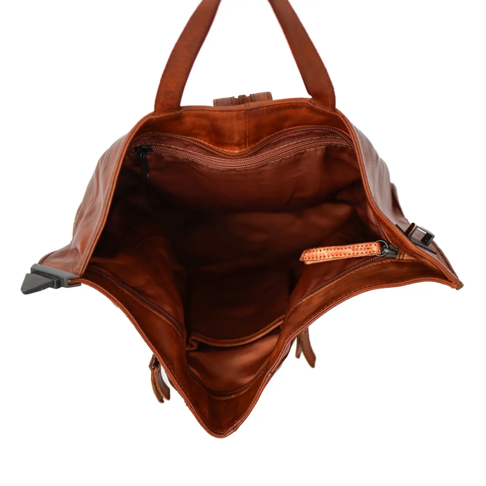Bear Design Bear Design Lisa rugtas leer dames Cow-Lavato - cognac