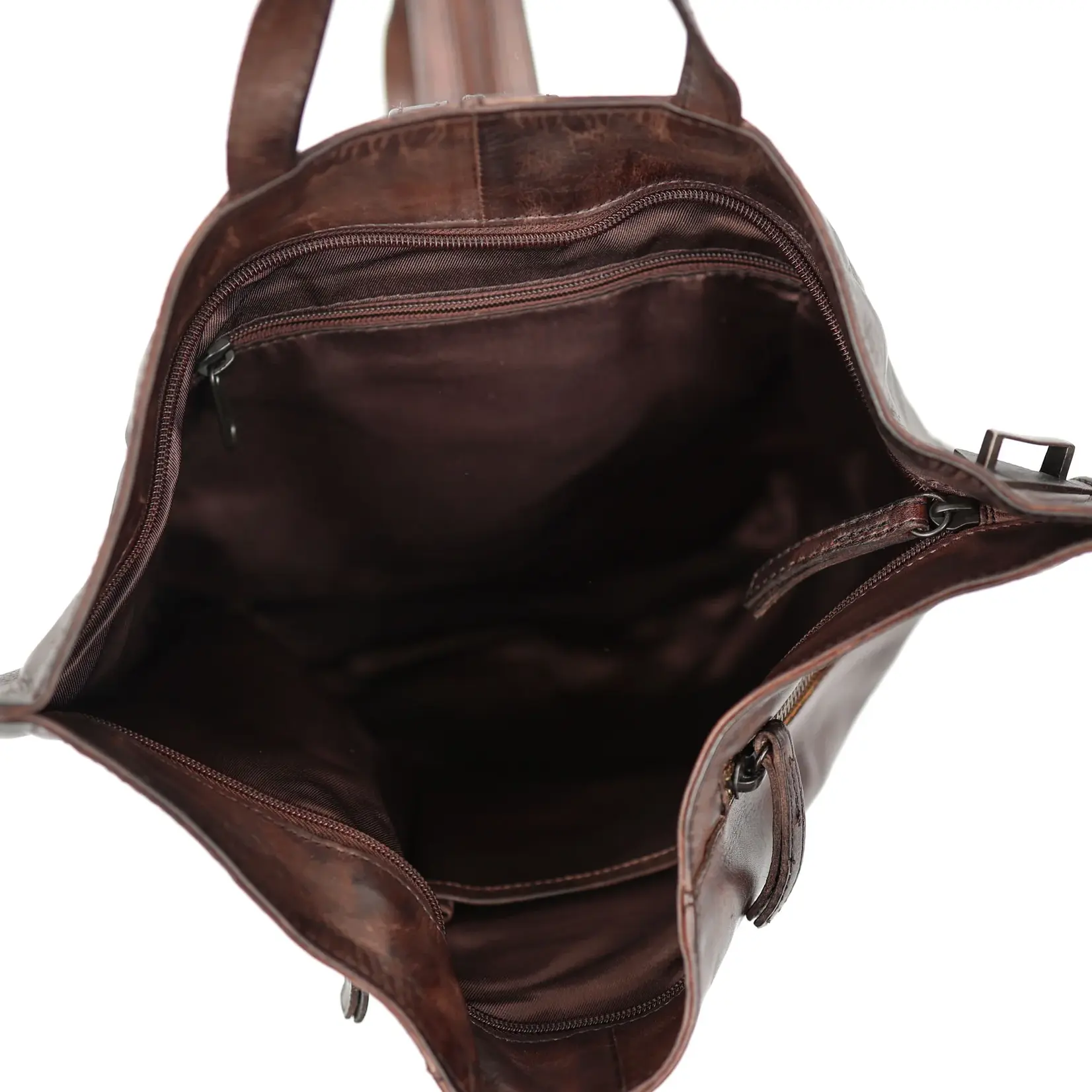 Bear Design Bear Design Lisa rugtas leer dames Cow-Lavato - donkerbruin