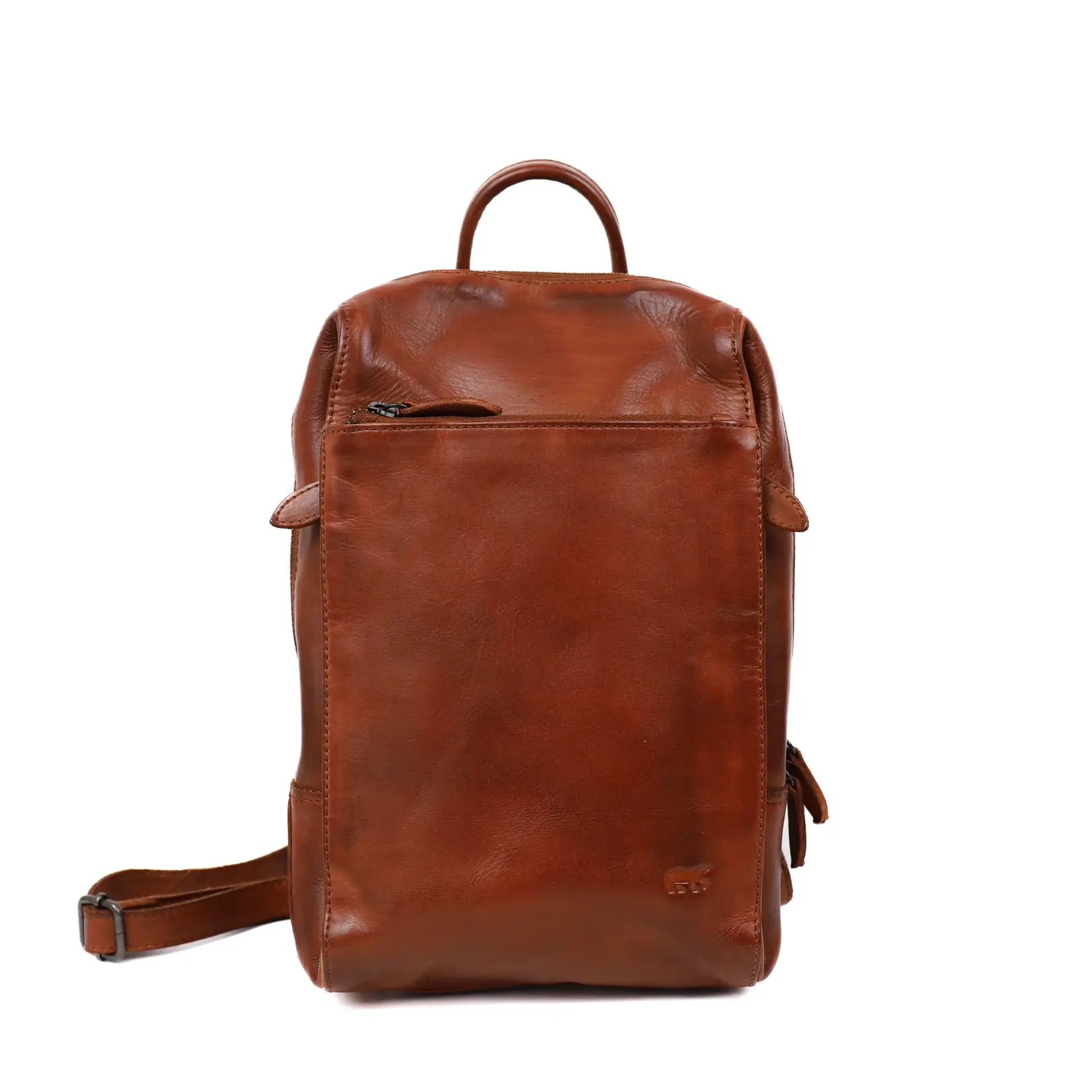 Bear Design Bear Design Sil rugtas dames leer met veel ritsvakken - cognac