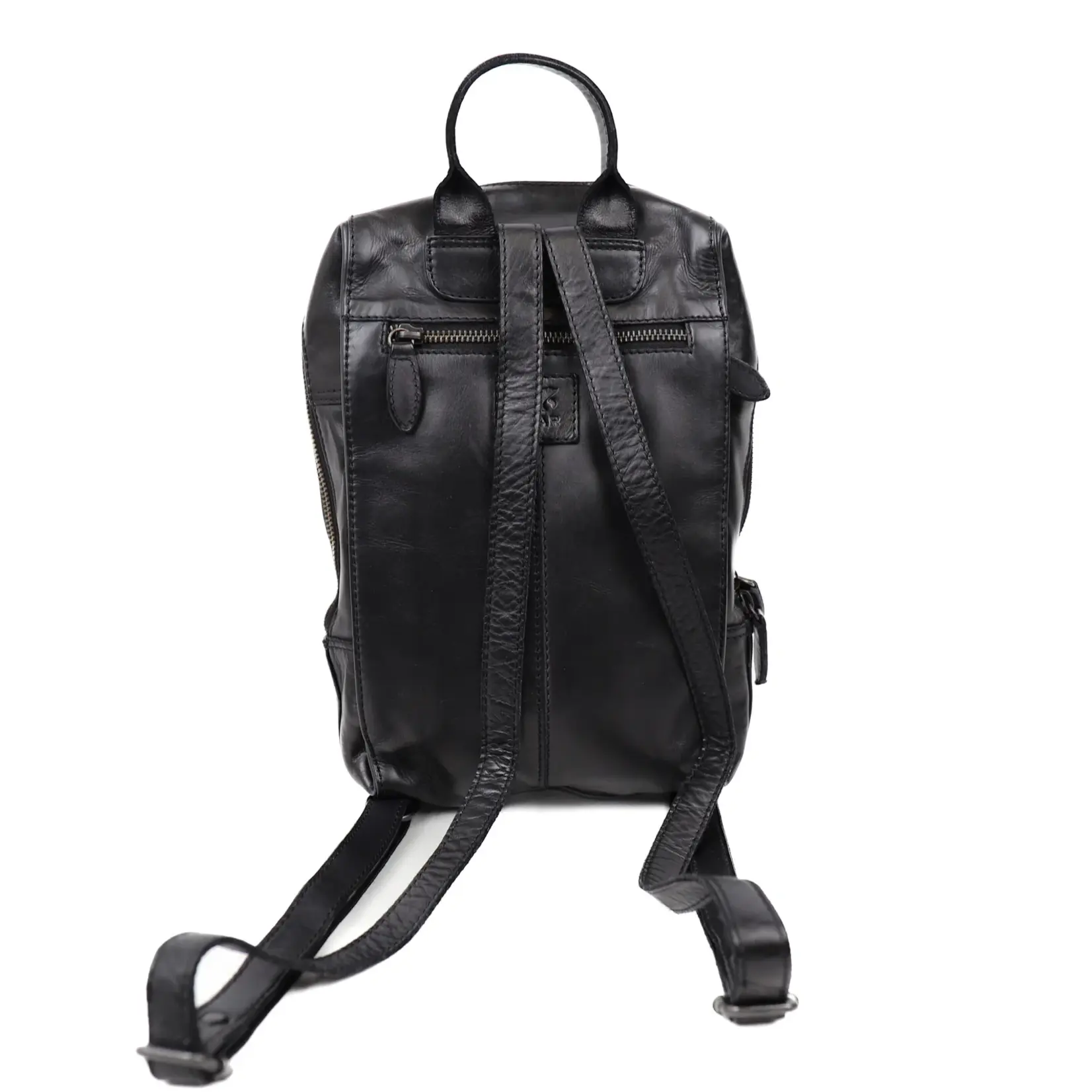 Bear Design Bear Design Sil rugtas dames leer met veel ritsvakken - zwart