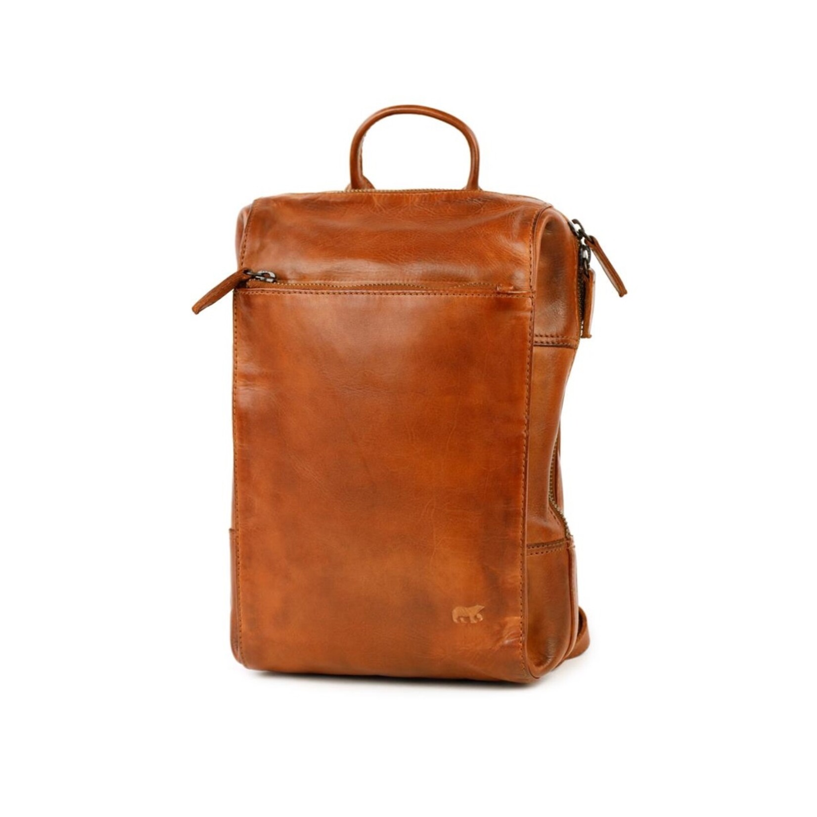Bear Design Bear Design Sil rugtas dames leer met veel ritsvakken - cognac