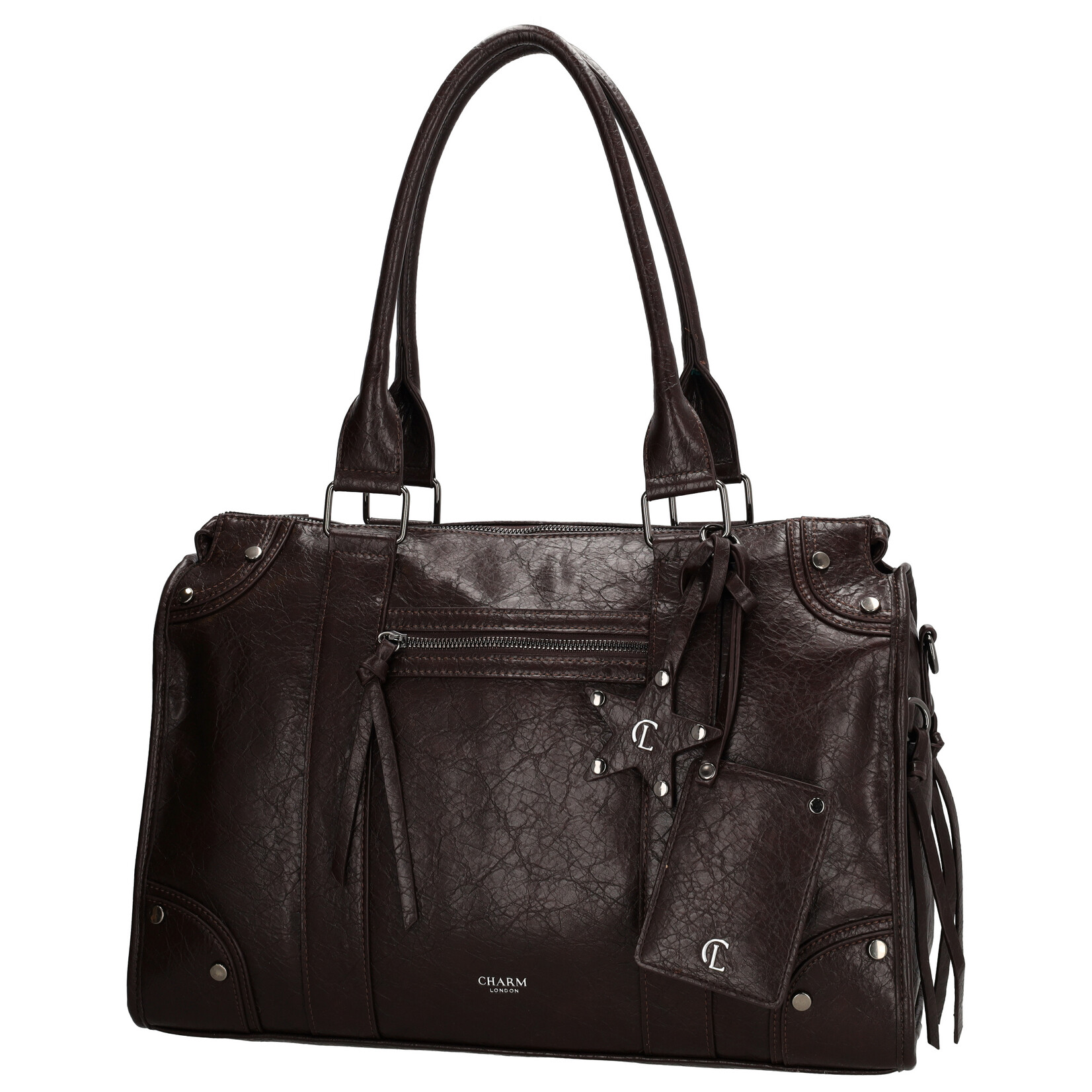 Charm London Charm London Berlin city bag 15,6 inch voor werk en school - donkerbruin