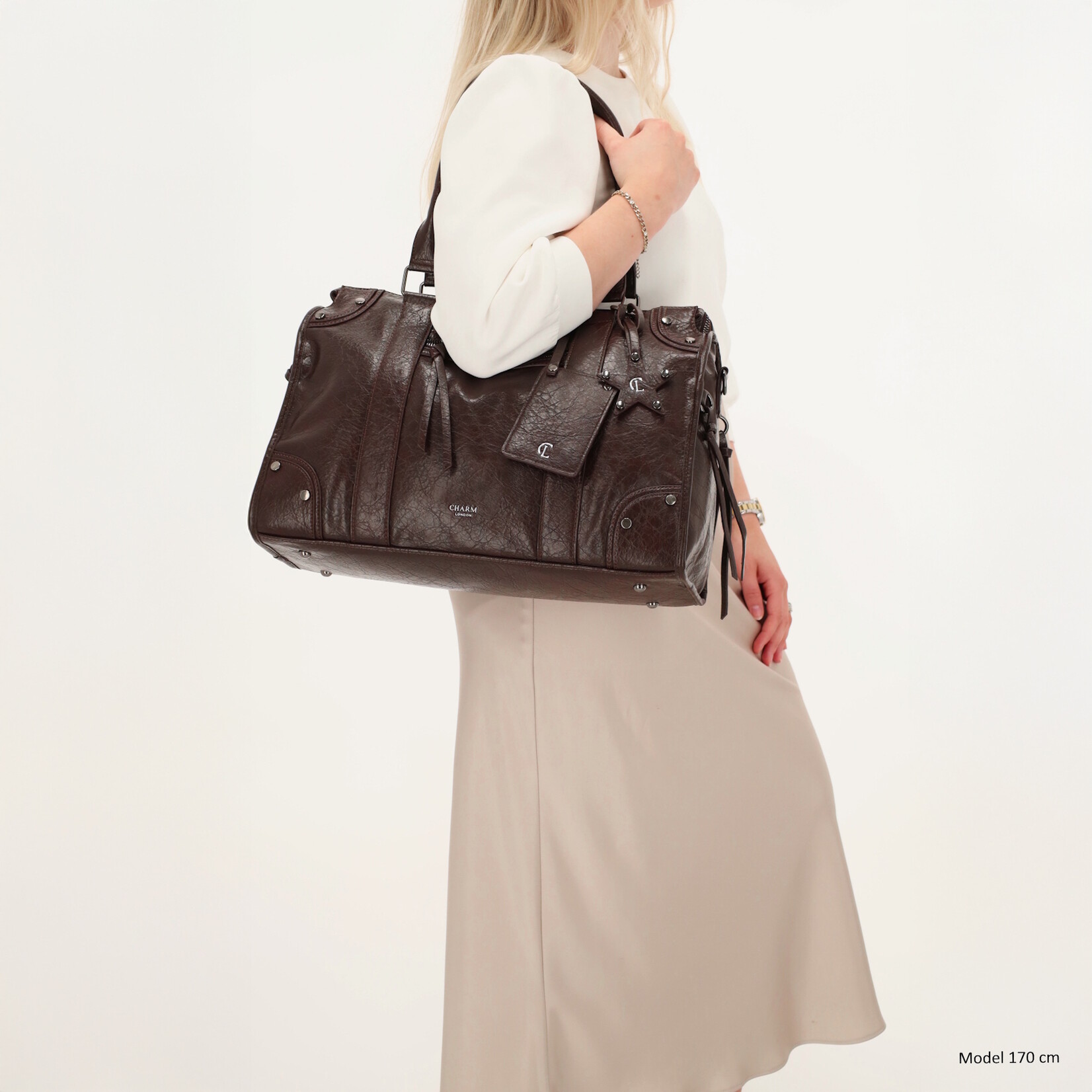 Charm London Charm London Berlin city bag 15,6 inch voor werk en school - donkerbruin