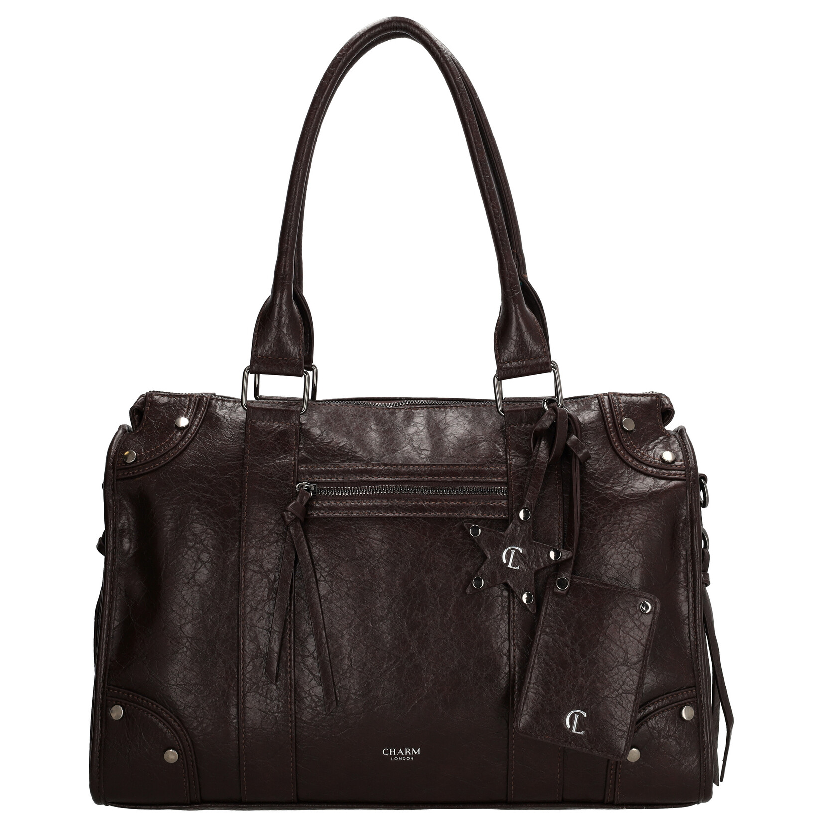 Charm London Charm London Berlin city bag 15,6 inch voor werk en school - donkerbruin