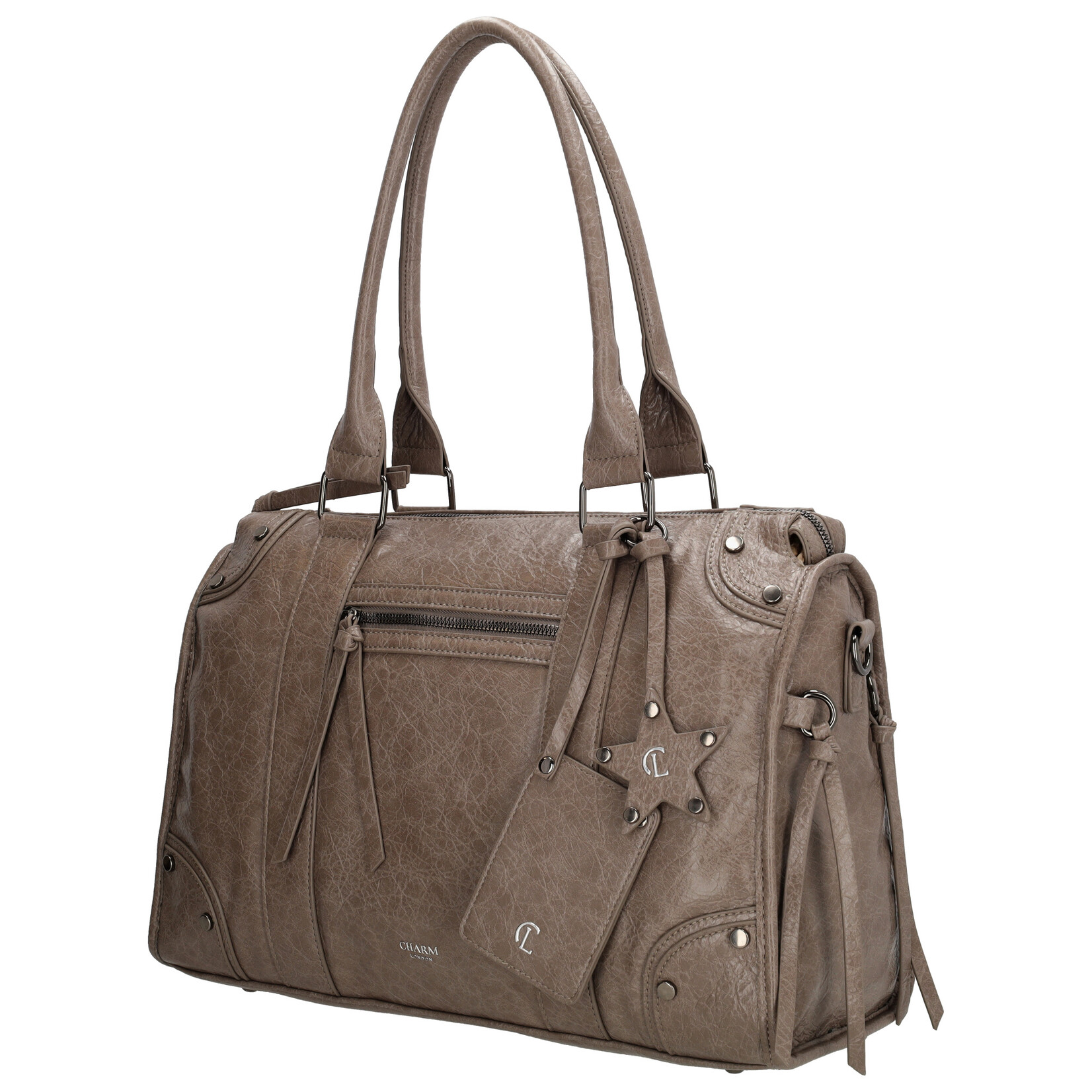 Charm London Charm London Berlin city bag 15,6 inch voor werk en school - taupe