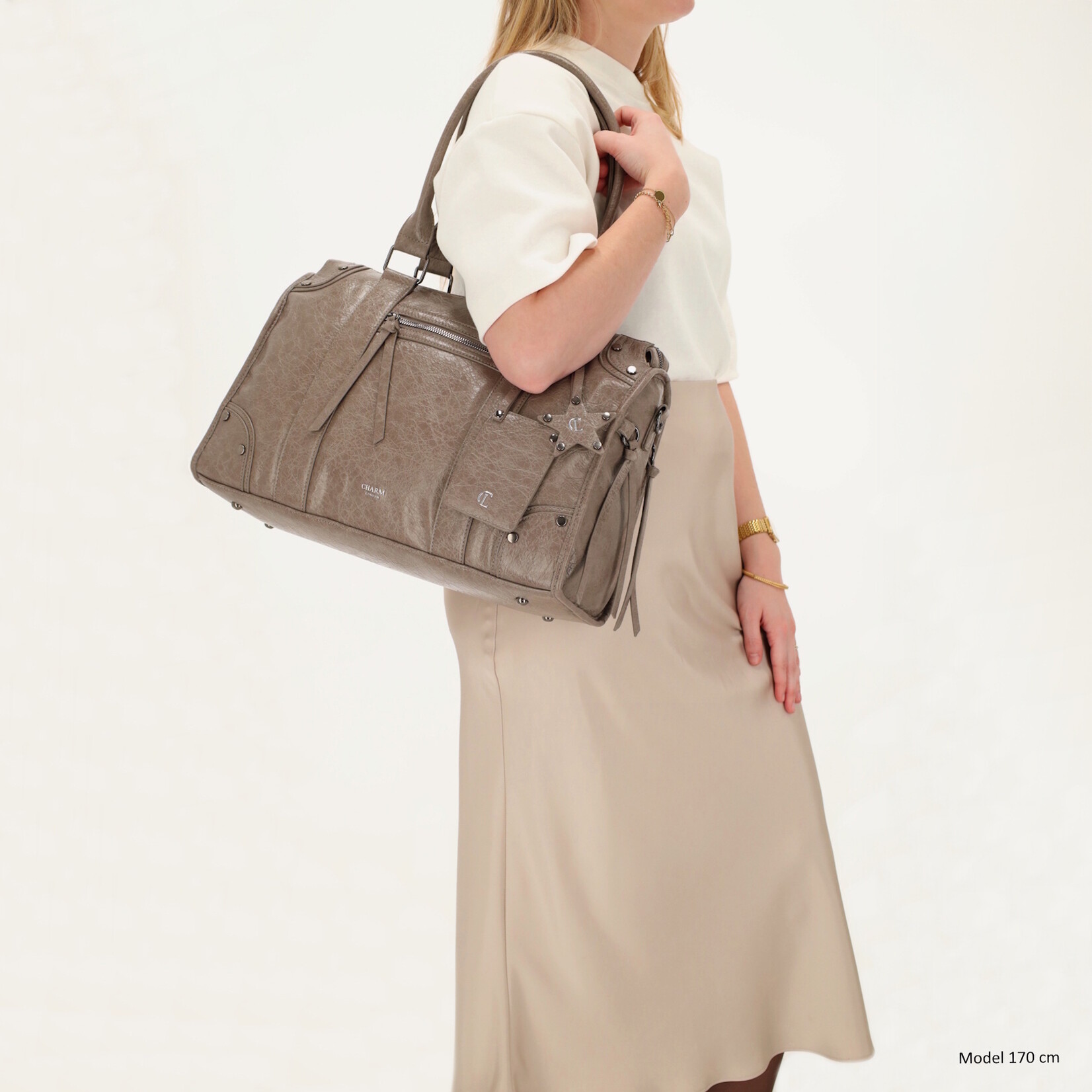 Charm London Charm London Berlin city bag 15,6 inch voor werk en school - taupe