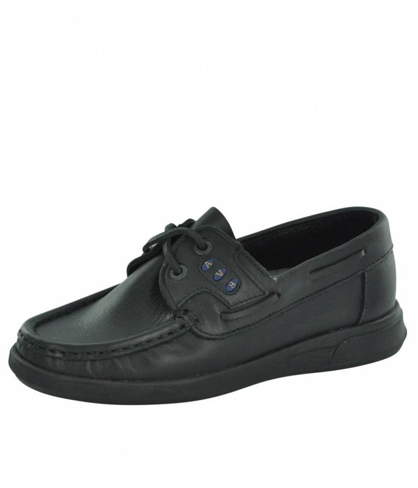 black leather deck shoes