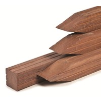Hardhouten paal 6.5 x 6.5 x 300 cm - geschaafd met V-groef Hardhouten paal 6.5 x 6.5 x 300 cm - geschaafd met V-groef