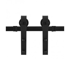 Rustiek loftdeur schuifdeurbeslag zwart recht model - lengte rail 200 cm