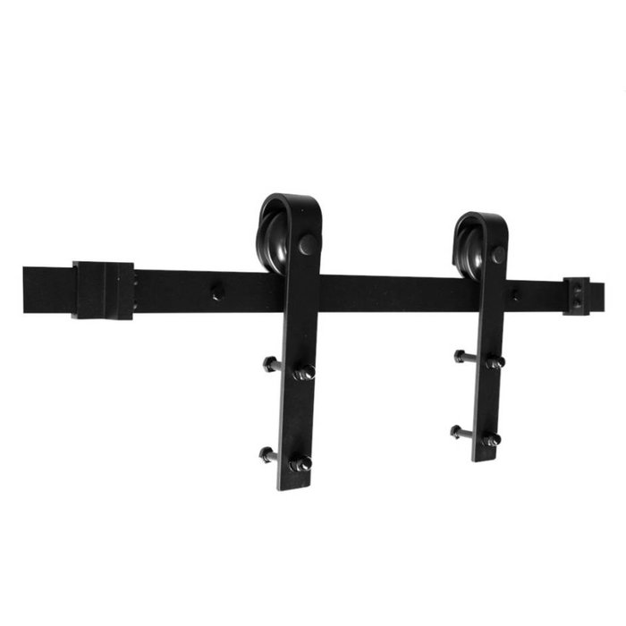 Rustiek loftdeur schuifdeurbeslag zwart recht model - lengte rail 200 cm