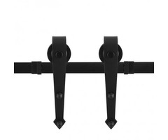 Rustiek loftdeur schuifdeurbeslag zwart puntig model - lengte rail 200 cm