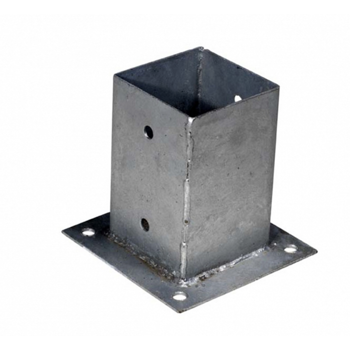 Paalhouder op plaat verzinkt - 7,1 x 7,1 x 15 cm