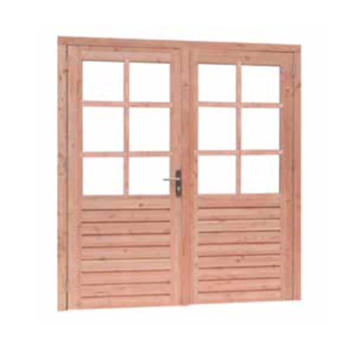 Prestige Douglas dubbele deur (6 ruits) - Dubbel glas - 202 x 221 cm