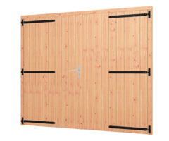 Opgeklampte douglas deur dubbel XL onbehandeld 2400x2100mm + kozijn 2540x2170mm (zonder hang- en sluitwerk)
