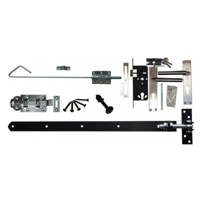 Beslagset zwart gecoat t.b.v. opgeklampte deur dubbel XL