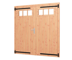Dubbele opgeklampte  Douglas deur met bovenraam - B190 x H202 cm