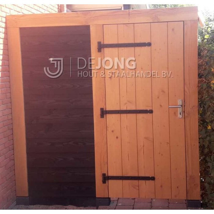 RVS klinkstel t.b.v. poortdeuren incl. cilinderslot (langschild)