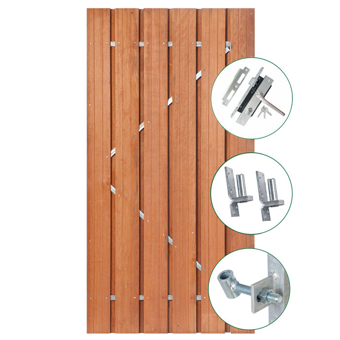 Tuindeur Privacy Hardhout met stalen frame inclusief beslag