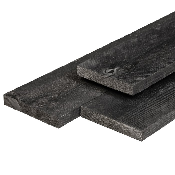 Zwart geïmpregneerde potdekselplank  2 x 19,5 x 400 cm