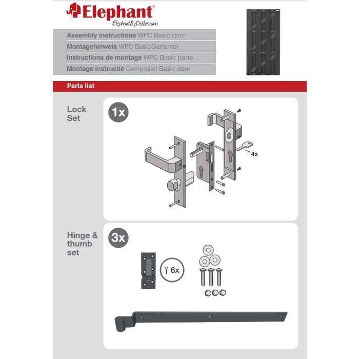 Elephant Composiet tuindeur Basic - Antraciet incl. beslag