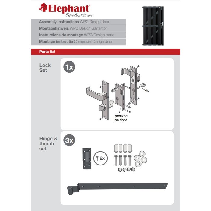 Elephant Composiet tuindeur Design - Antraciet / Alu incl. beslag