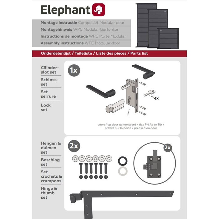Elephant Composiet tuindeur Forte - Bruin / Alu incl. beslag